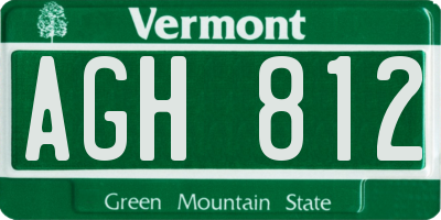 VT license plate AGH812