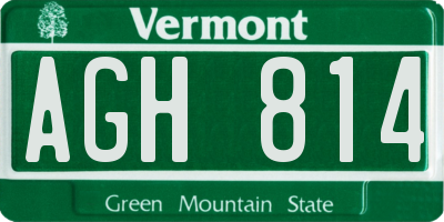 VT license plate AGH814