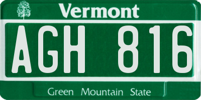 VT license plate AGH816
