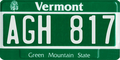 VT license plate AGH817