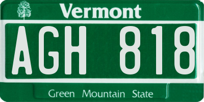 VT license plate AGH818