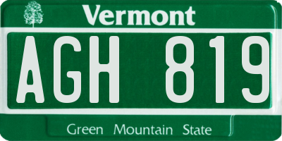 VT license plate AGH819