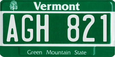 VT license plate AGH821