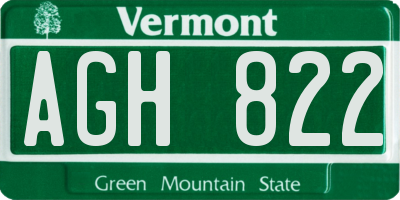 VT license plate AGH822