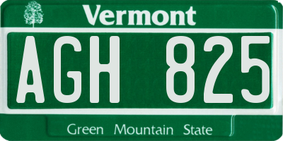 VT license plate AGH825
