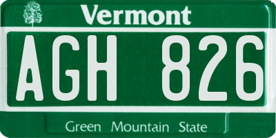 VT license plate AGH826