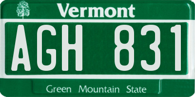 VT license plate AGH831