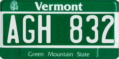 VT license plate AGH832