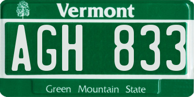 VT license plate AGH833