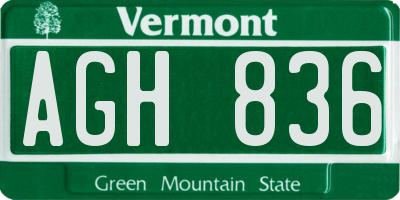 VT license plate AGH836
