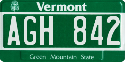 VT license plate AGH842