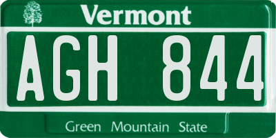 VT license plate AGH844