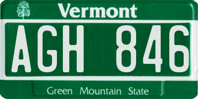 VT license plate AGH846
