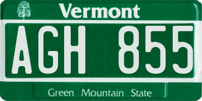 VT license plate AGH855