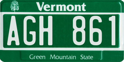 VT license plate AGH861