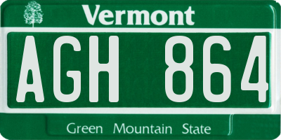 VT license plate AGH864