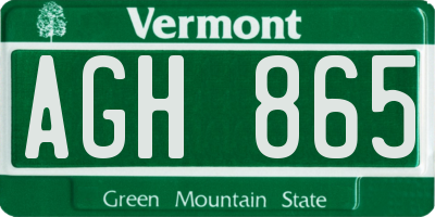 VT license plate AGH865