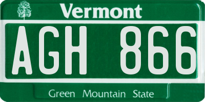 VT license plate AGH866