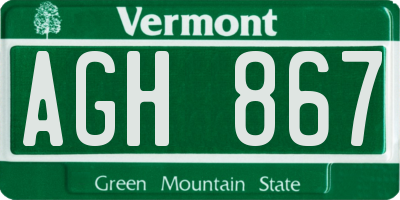 VT license plate AGH867