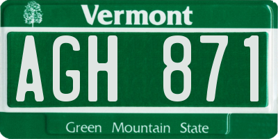 VT license plate AGH871