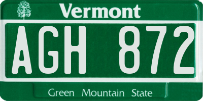 VT license plate AGH872