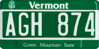 VT license plate AGH874