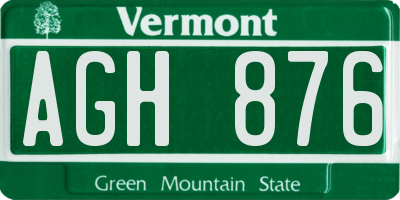 VT license plate AGH876