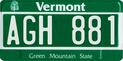 VT license plate AGH881