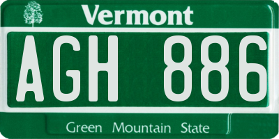 VT license plate AGH886