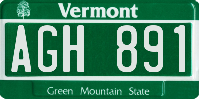 VT license plate AGH891