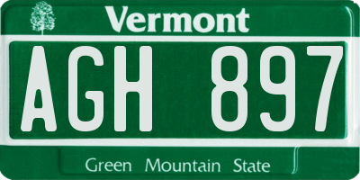 VT license plate AGH897