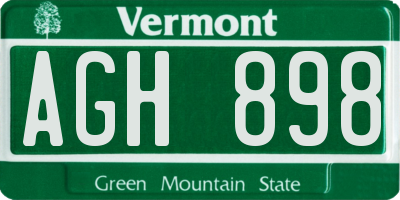 VT license plate AGH898