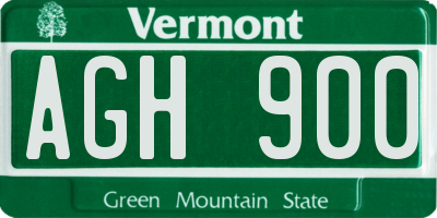 VT license plate AGH900