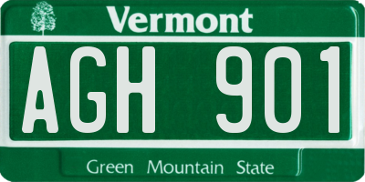 VT license plate AGH901