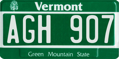 VT license plate AGH907