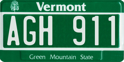 VT license plate AGH911