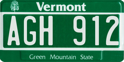 VT license plate AGH912