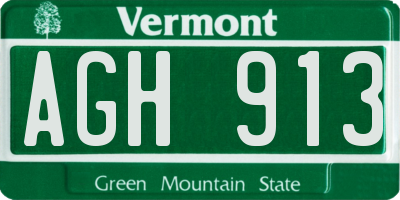 VT license plate AGH913