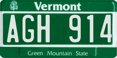 VT license plate AGH914