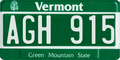 VT license plate AGH915