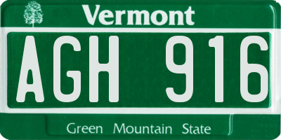 VT license plate AGH916