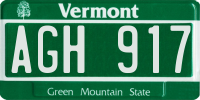 VT license plate AGH917