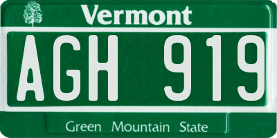 VT license plate AGH919