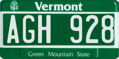 VT license plate AGH928