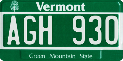 VT license plate AGH930