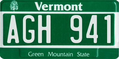 VT license plate AGH941