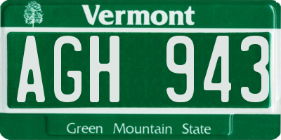 VT license plate AGH943