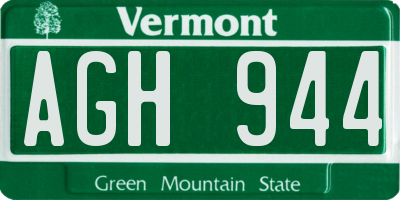 VT license plate AGH944