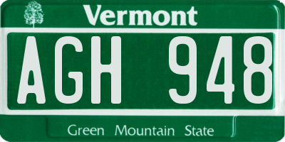 VT license plate AGH948