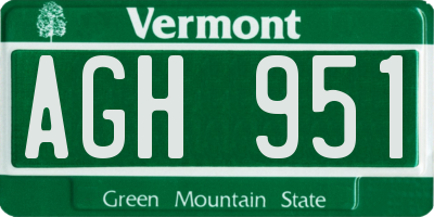 VT license plate AGH951